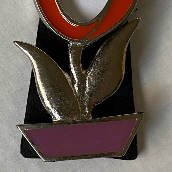 Ashleigh Manor Frame Enameled Tulip Flower Picture Size 1” X 2” Orange Pink - Picture 6 of 16